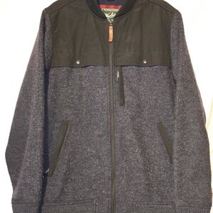 Woolrich Navy Heather Lined Full Zip Jacket‎ Coat Heavy Weight Wool Blend Chores